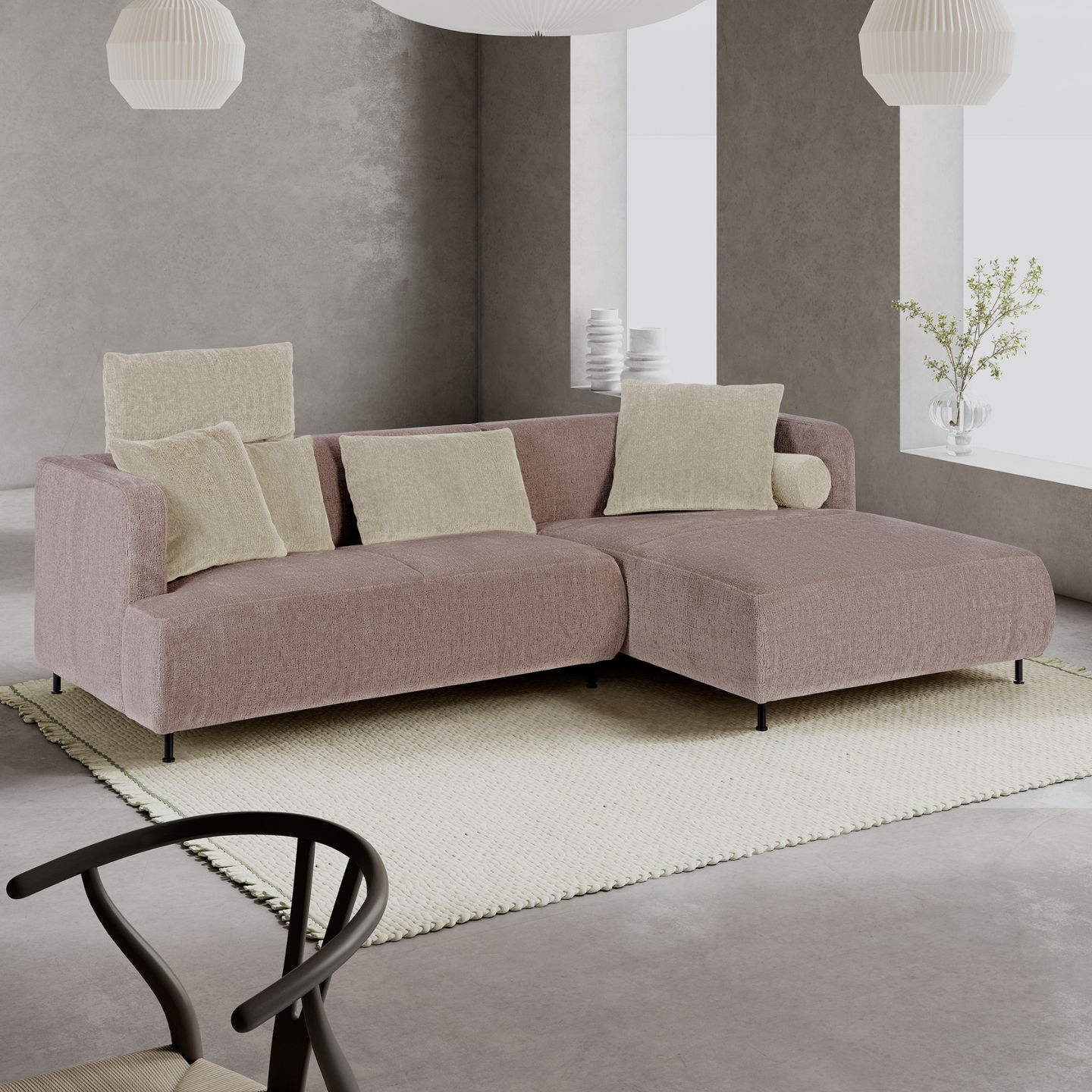 Brühl Sofa Ecksofa Aoyama Stoff rosa