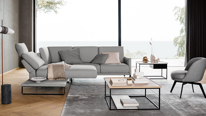 Rolf Benz Couchtisch 934 mit Büchern und Sofa