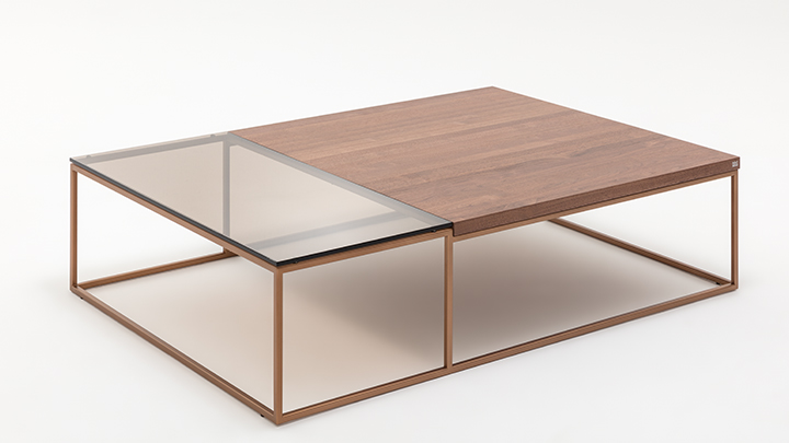 Rolf Benz Couchtisch 985 Tischplatte Nussholz und Glas