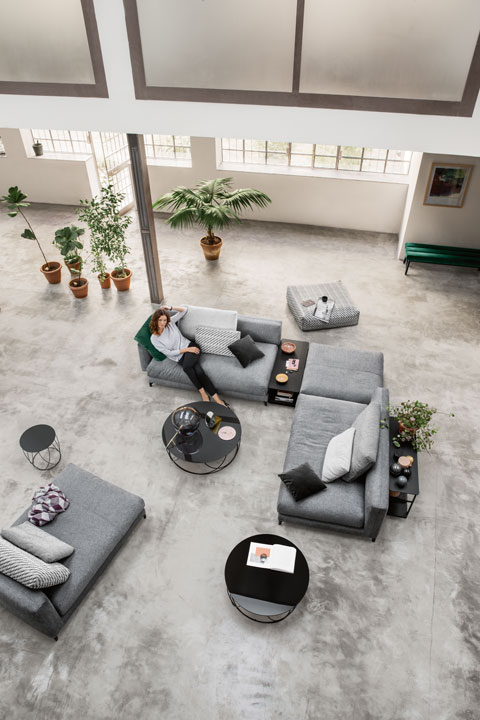 Rolf Benz Sofa Ecksofa Nuvola Stoff grau Ansicht oben