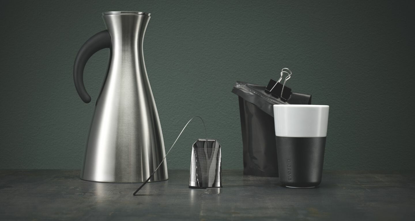 Eva Solo Thermoskanne Silber mit Tasse